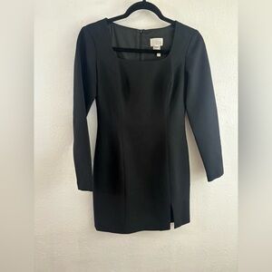 Moda International black long sleeve square neck mini dress size 2P